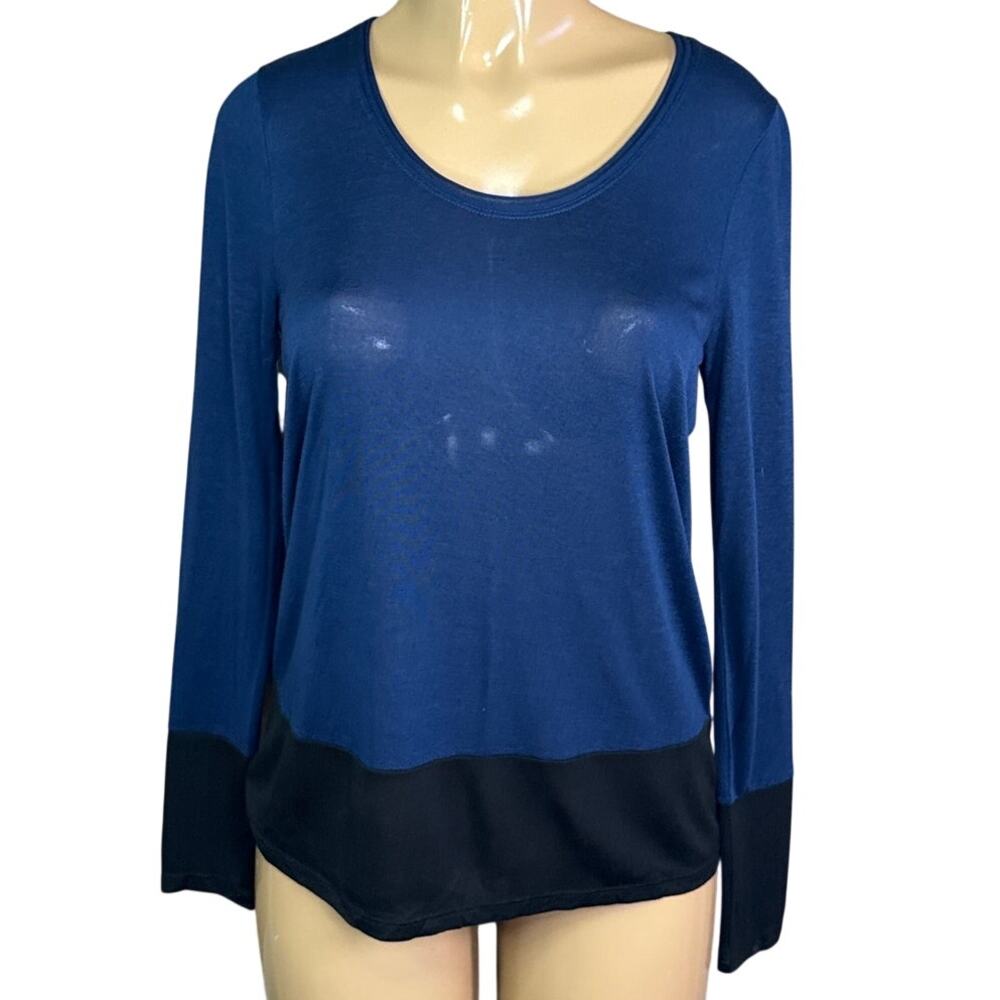 Vince Colorblock Blue Black Long Sleeve Top Size XS